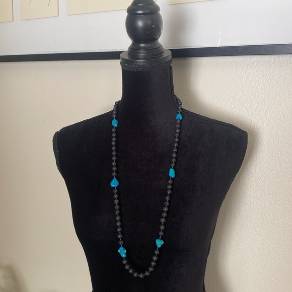 Lava and Turquoise beaded Necklace - Picture 7 of 8